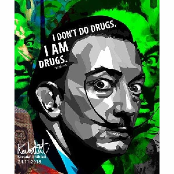 World Help Patch Note Pop Art Wall Decoration Drawing (Salvador Dali - I don't do drugs. I am drugs.) ?_????_?? ?