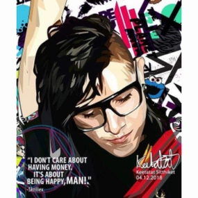 Communication Skill Pop Art Wall Decoration Drawing (Skrillex - I don't care about having money) ?