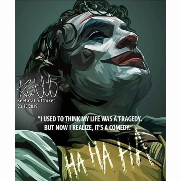 Pop Art Wall Decoration Drawing (The Joker - I used to think) Interactive Emotional Super Hero