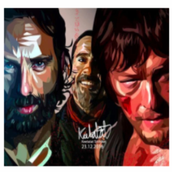 Pop Art Wall Decoration Drawing (Walking Dead - 3 Characters) ? Musical Fun Household Items