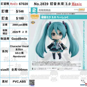 Storage Solution ?a:67020 <?r$146> #(?????m?M)No.2839 ?????? 3.0 Basic(Character Vocal??01)=GS??Nendoroid